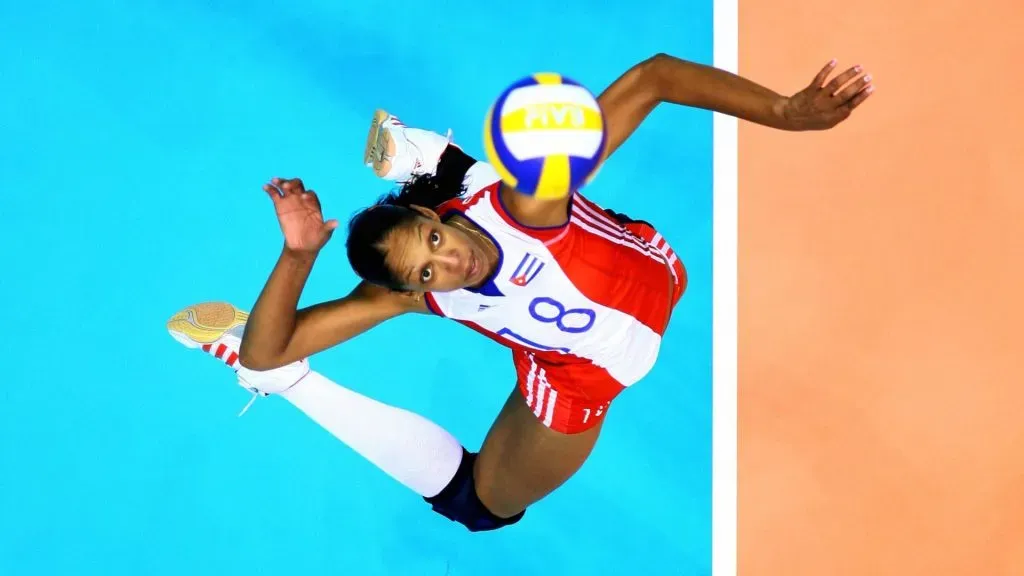 Zoila Barros #18 of Cuba goes up to serve in the Gold Medal Match Women’s Indoor Volleyball during the XV Pan American Games on July 19, 2007 at in Rio De Janeiro, Brazil. Brazil lost to Cuba 2-3 in the Final.