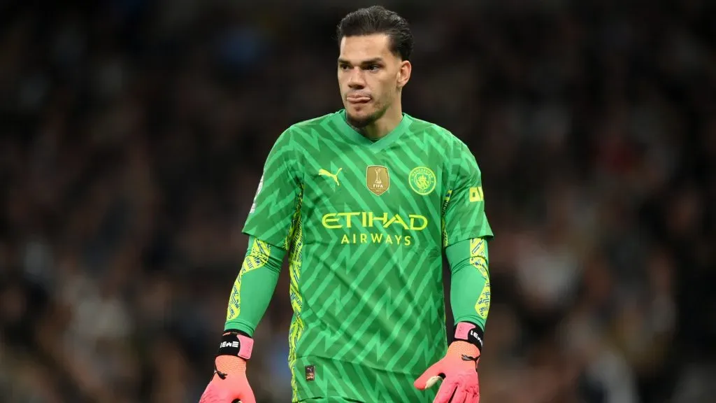 Ederson of Manchester City looks on during the Premier League match between Tottenham Hotspur and Manchester City. Justin Setterfield/Getty Images