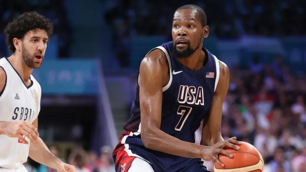 Kevin Durant #7 of Team United States looks to pass against Vasilije Micic #22 of Team Serbia during the second half of the Men’s Group Phase – Group C game. Gregory Shamus/Getty Images