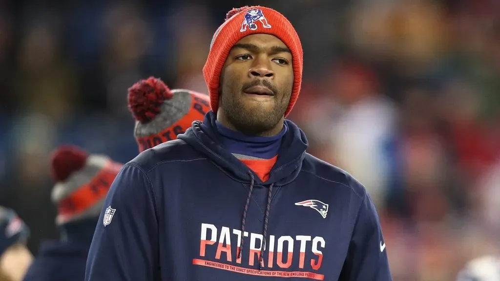 Jacoby Brissett #7 of the New England Patriots looks on prior to the AFC Divisional Playoff Game against the Houston Texans at Gillette Stadium on January 14, 2017 in Foxboro, Massachusetts.