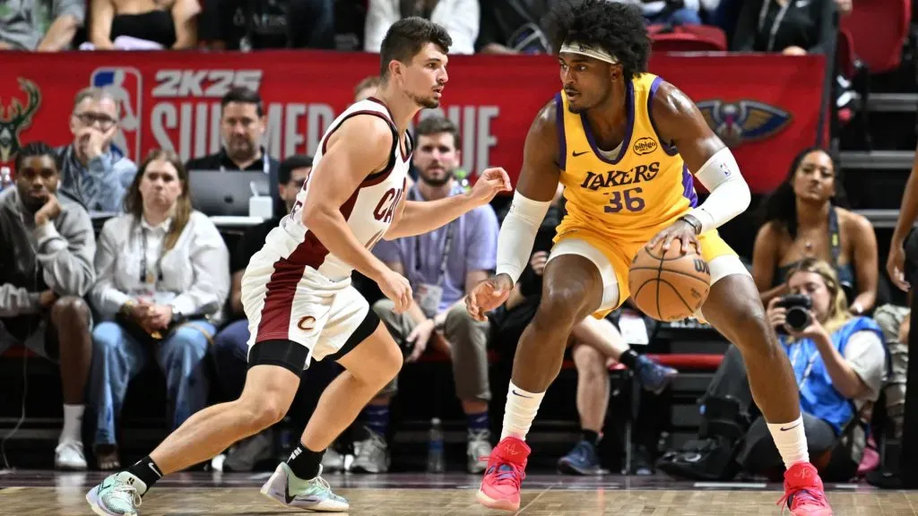Blake Hinson #36 of the Los Angeles Lakers in action at the second half of a 2024 NBA Summer League game at the Thomas & Mack Center. Candice Ward/Getty Images