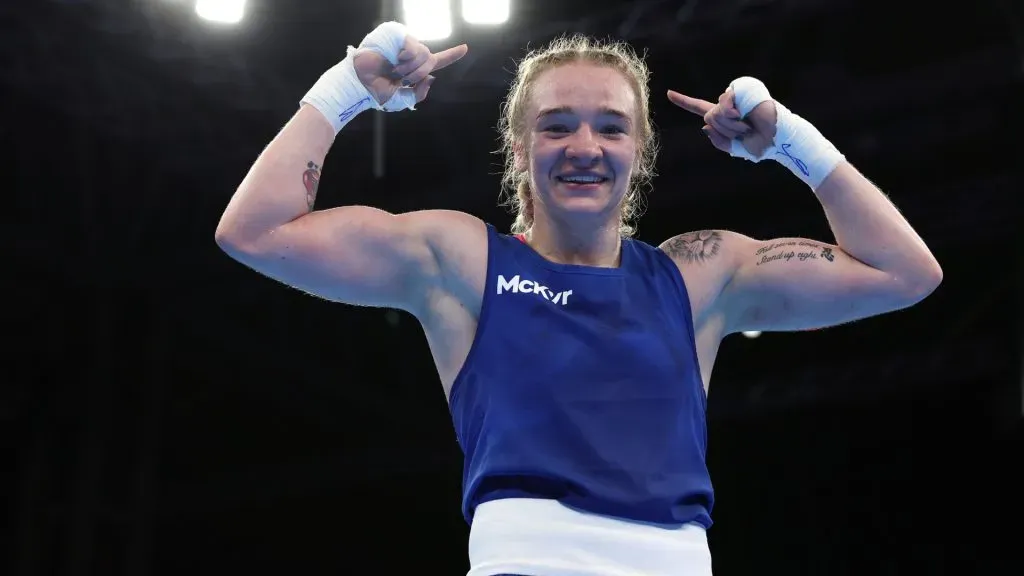 Amy Sara Broadhurst celebrates after defeating Gemma Paige Richardson. Eddie Keogh/Getty Images