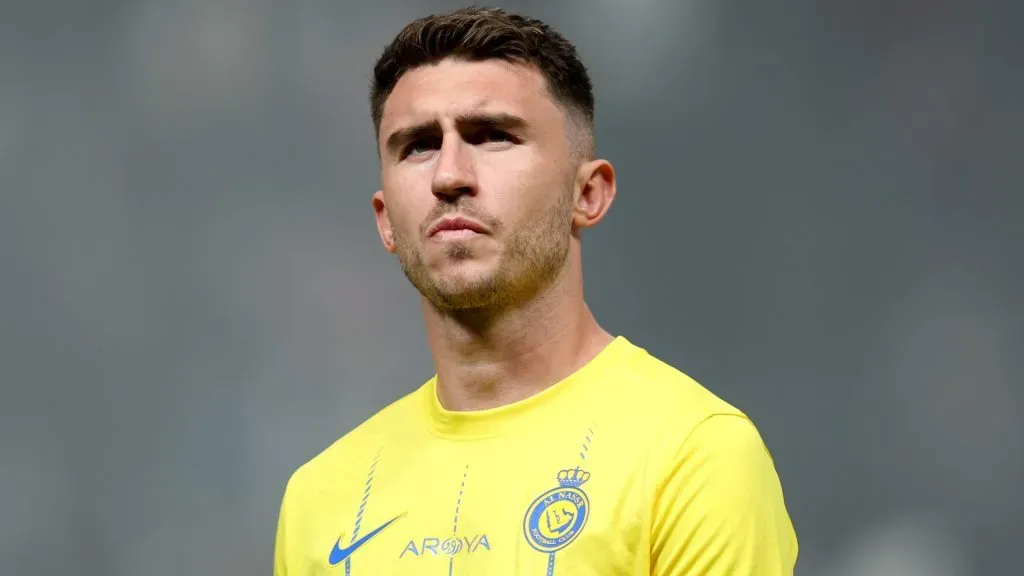 Aymeric Laporte of Al-Nassr looks on as he lines up prior to the Riyadh Season Cup Final match between Al Hilal and Al-Nassr at Kingdom Arena on February 08, 2024 in Riyadh, Saudi Arabia.