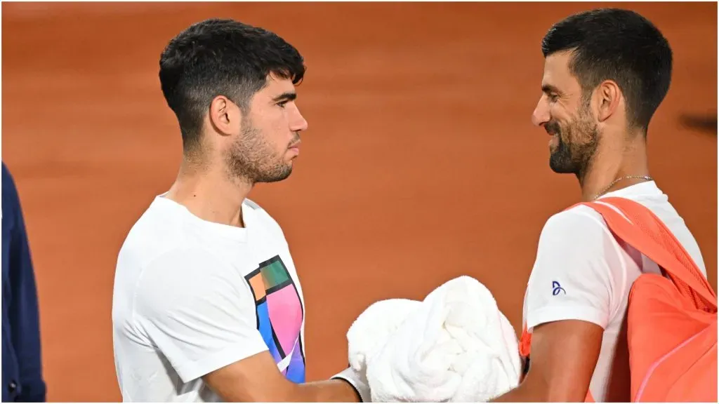 Carlos Alcaraz (ESP) with Novak Djokovic (SRB) – IMAGO / ABACAPRESS