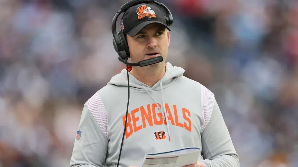 Zac Taylor the head coach of the Cincinnati Bengals against the Tennessee Titans at Nissan Stadium on November 27, 2022 in Nashville, Tennessee.