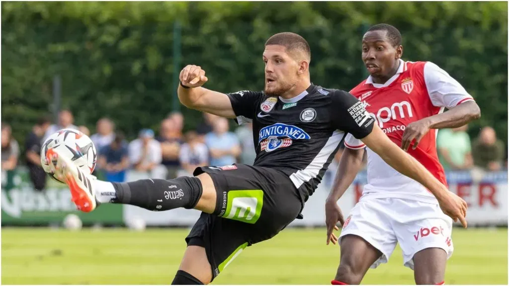 Jon Gorenc Stankovic of Sturm Graz in a game against Monaco – IMAGO / Eibner Europa