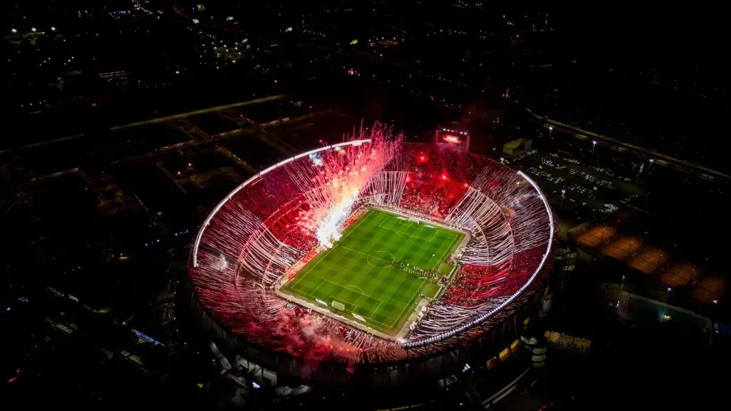 Aerial view of Monumental stadium prior a match between River Plate and Estudiantes as part of Liga Profesional 2023 at Estadio Más Monumental Antonio Vespucio Liberti on July 15, 2023 in Buenos Aires, Argentina. (Photo by Tomas Cuesta/Getty Images)