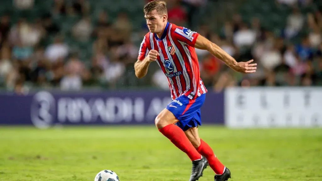 Alexander Sorloth, new signing, of Atletico de Madrid with the ball during the match between Kitchee and Atletico de Madrid. Yu Chun Christopher Wong/Eurasia Sport Images/Getty Images