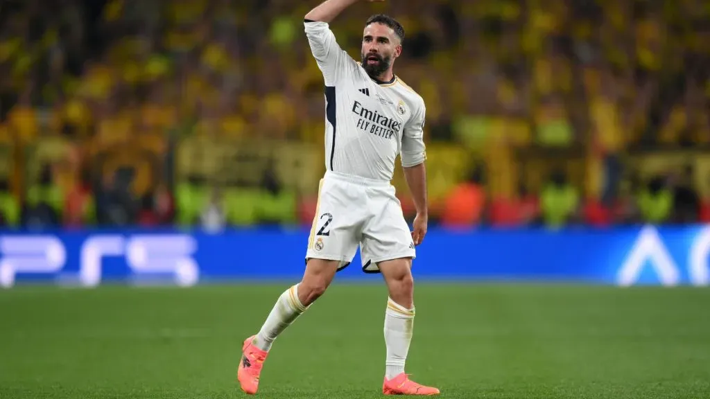 Daniel Carvajal of Real Madrid celebrates scoring his team’s first goal during the UEFA Champions League 2023/24 Final. Justin Setterfield/Getty Images