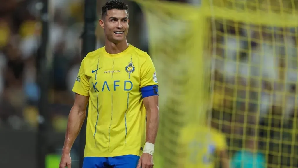 Cristiano Ronaldo of Al Nassr reacts during the Saudi Pro League match between Al-Nassr and Al-Hilal at Al Awwal Park on May 17, 2024 in Riyadh, Saudi Arabia.(Photo by Yasser Bakhsh/Getty Images)