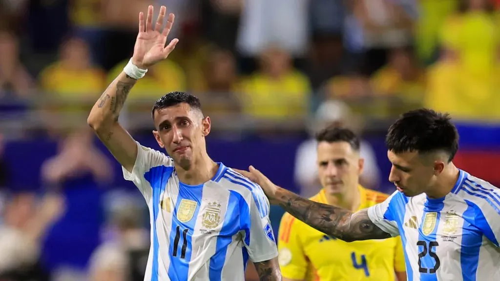 Angel Di Maria of Argentina cries while leaving the pitch during the CONMEBOL Copa America 2024 Final match between Argentina and Colombia at Hard Rock Stadium on July 14, 2024 (Photo by Buda Mendes/Getty Images)