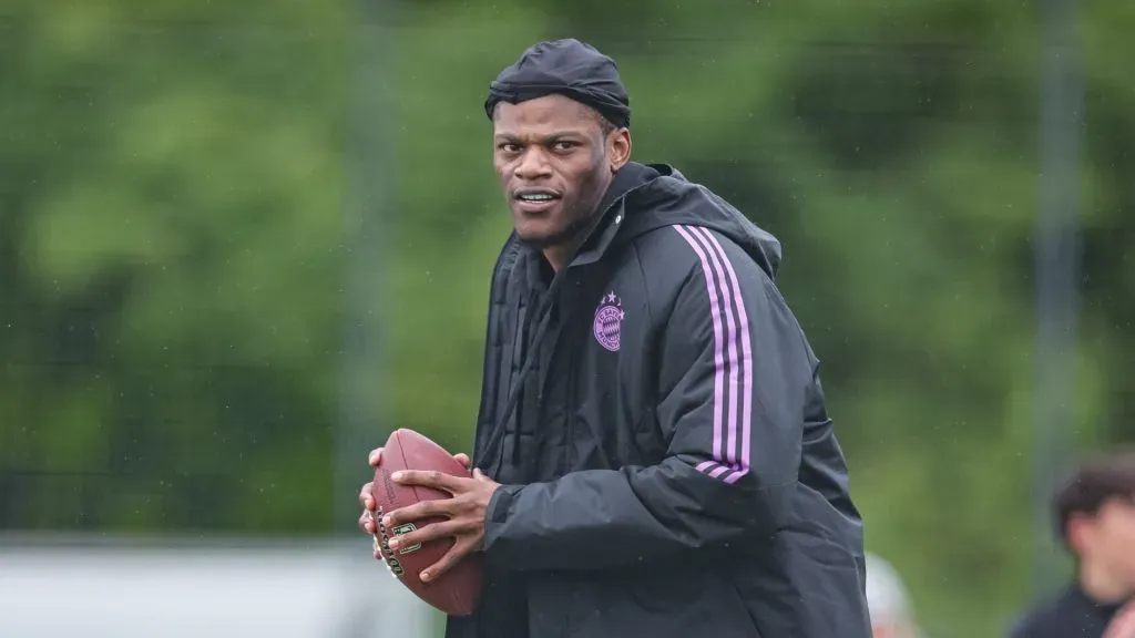 Lamar Jackson leads the ‘Flag Clinic’ at FC Bayern Campus on April 21, 2024 in Munich, Germany.