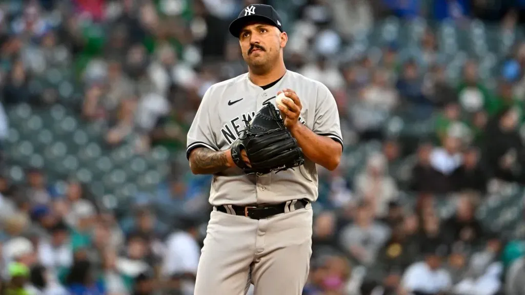 Pitcher Nestor Cortes #65 of the New York Yankees looks on during the fourth inning against the Seattle Mariners at T-Mobile Park. (Photo by Alika Jenner/Getty Images)