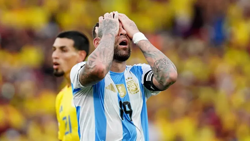 : Nicolas Otamendi of Argentina reacts during the South American FIFA World Cup 2026 Qualifier match (Andres Rot/Getty Images)