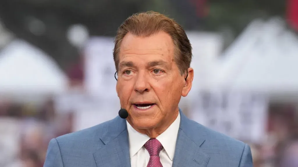 College GameDay analyst Nick Saban on set during the programÃ¢â‚¬â ¢s broadcast from College Station, Texas, ahead of the season-opening game between Texas A&amp;M and Notre Dame on August 31, 2024.