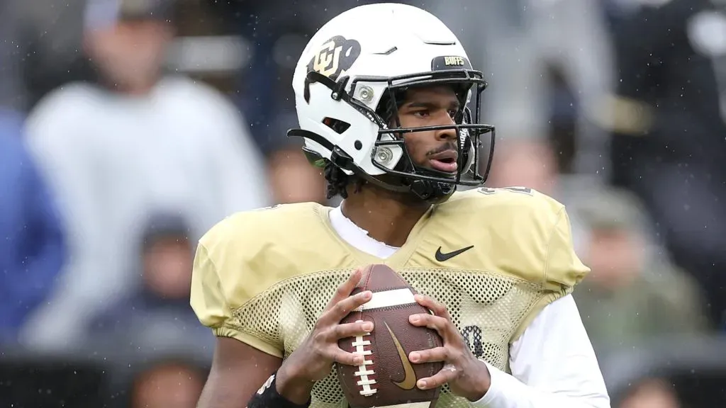 Quarterback Shedeur Sanders #2 of the Colorado Buffaloes throws during their spring game at Folsom Field on April 27, 2024 in Boulder, Colorado.