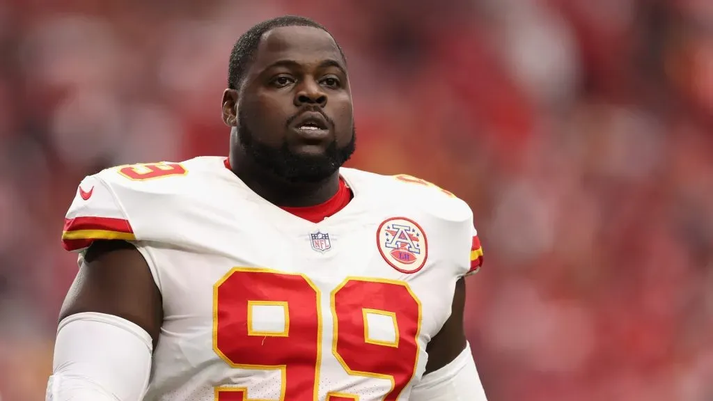 Former Kansas City Chiefs boss Khalen Saunders leaves the field during the NFL game at State Farm Stadium on September 11, 2022 in Glendale, Arizona. The Chiefs defeated the Cardinals 44-21.