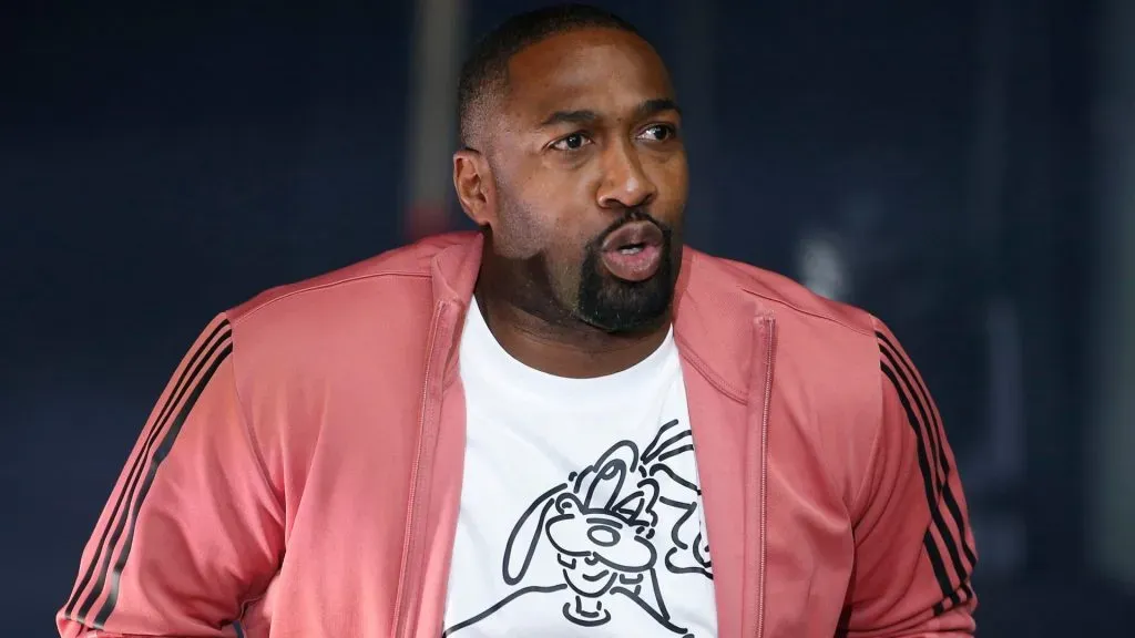 Head coach Gilbert Arenas of the Enemies runs out during introductions against the Trilogy during BIG3 Week Six at Comerica Center on July 23, 2022 in Frisco, Texas.