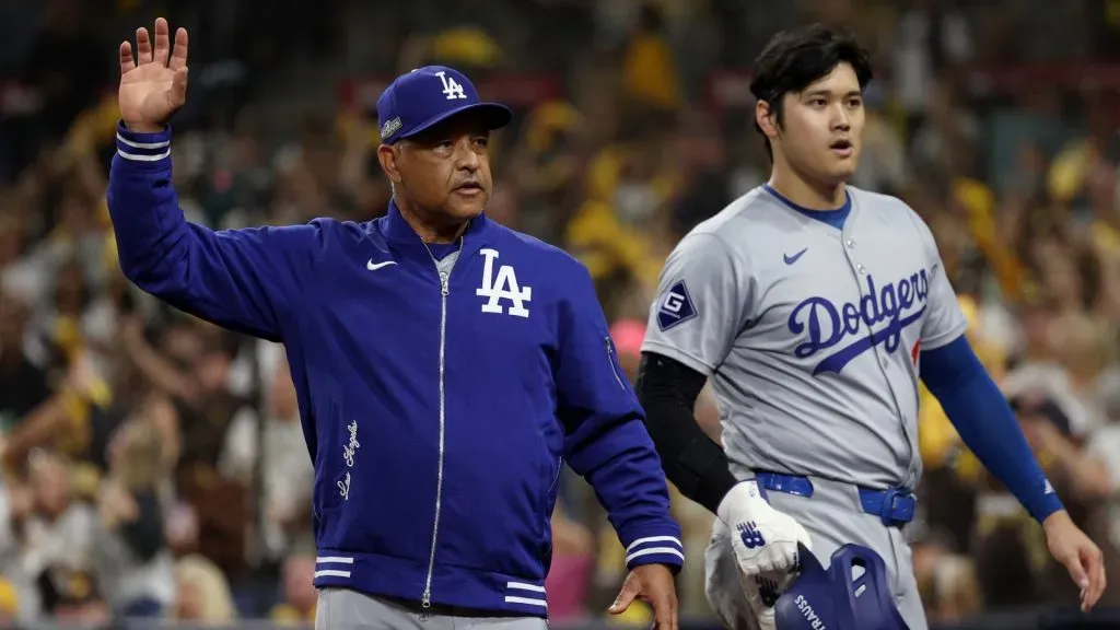 Ohtani and manager Dave Roberts during the 2024 MLB season