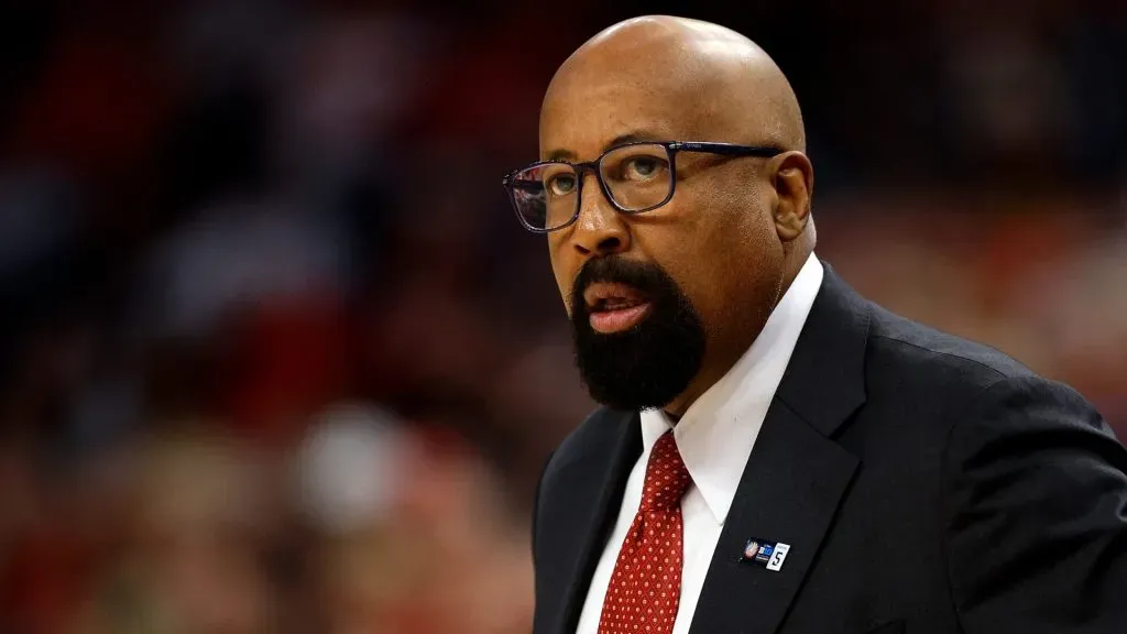 Head coach Mike Woodson of the Indiana Hoosiers looks on against the Nebraska Cornhuskers in the first half at Target Center in the Quarterfinals of the Big Ten Tournament on March 15, 2024. (Source: David Berding/Getty Images)