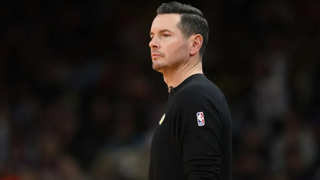 Head coach JJ Redick of the Los Angeles Lakers during the first half of the Emirates NBA Cup game at Footprint Center