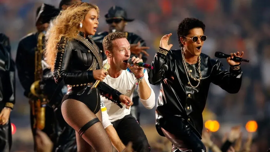 Beyonce, Chris Martin of Coldplay and Bruno Mars perform during the Pepsi Super Bowl 50 Halftime Show at Levi’s Stadium on February 7, 2016. (Source: Ezra Shaw/Getty Images)