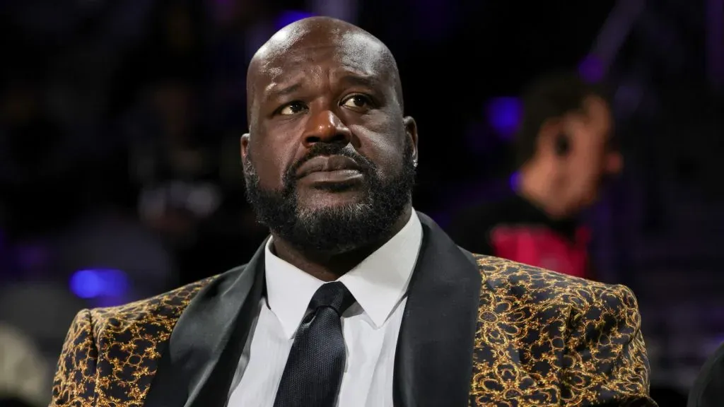 Naismith Memorial Basketball Hall of Fame member Shaquille O’Neal attends a semifinal game of the Emirates NBA Cup at T-Mobile Arena between the Atlanta Hawks and the Milwaukee Bucks on December 14, 2024 in Las Vegas, Nevada. (Photo by Ethan Miller/Getty Images)