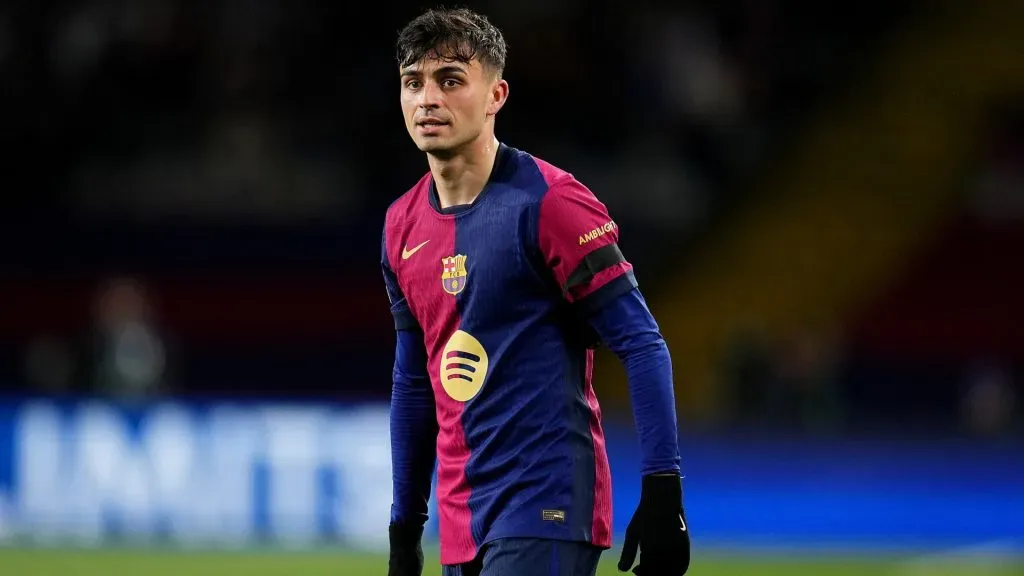 Pedri looks on during the UEFA Champions League 2024/25 UEFA Round of 16 Second Leg match between FC Barcelona and SL Benfica. (Aitor Alcalde/Getty Images)