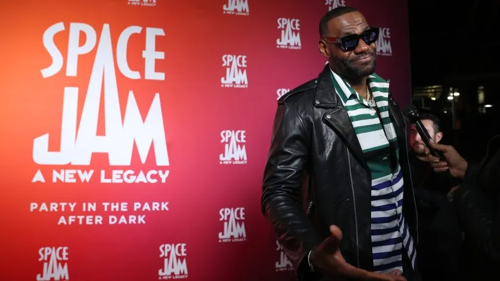 LeBron James attends the Space Jam: A New Legacy Party in The Park After Dark at Six Flags Magic Mountain on June 29, 2021 in Valencia, California.
