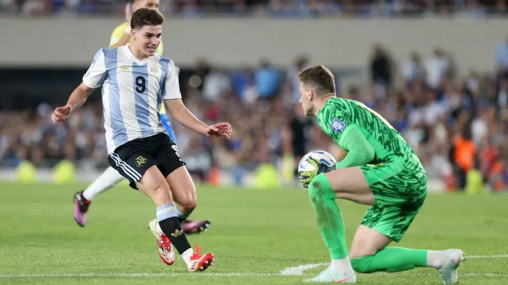 Julian Alvarez scored the first goal against Brazil (Daniel Jayo/Getty Images)