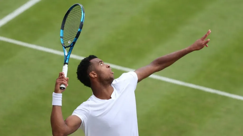 Giovanni Mpetshi Perricard, who stands at 6’8″, leads all players in percentage of points won on serve with an impressive 90.0%. (Clive Brunskill/Getty Images)