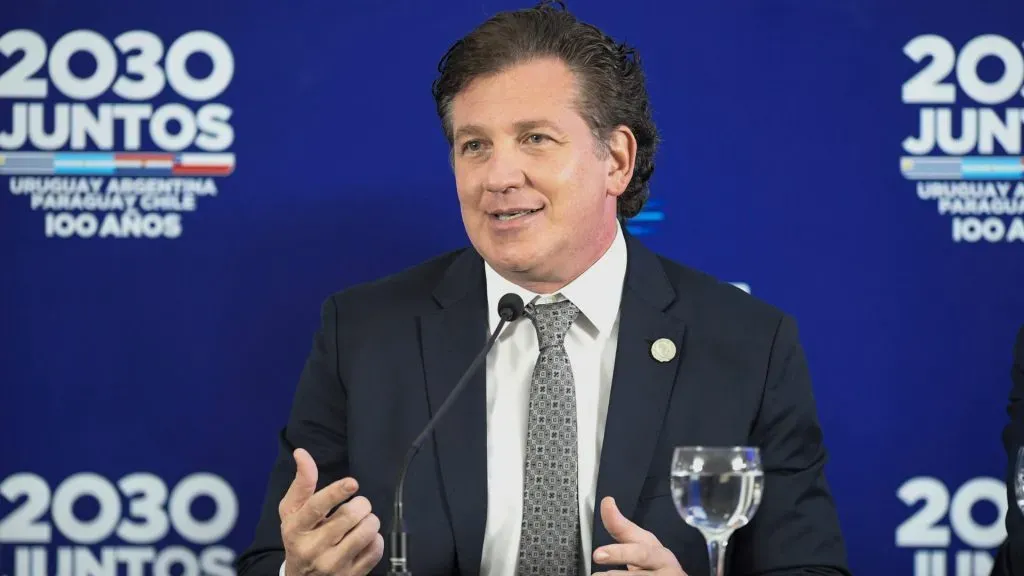 Alejandro Dominguez President of CONMEBOL speaks during the announcement of the joint candidacy between Argentina, Chile, Paraguay and Uruguay to host the FIFA 2030 World Cup. (Sandro Pereyra/Getty Images)