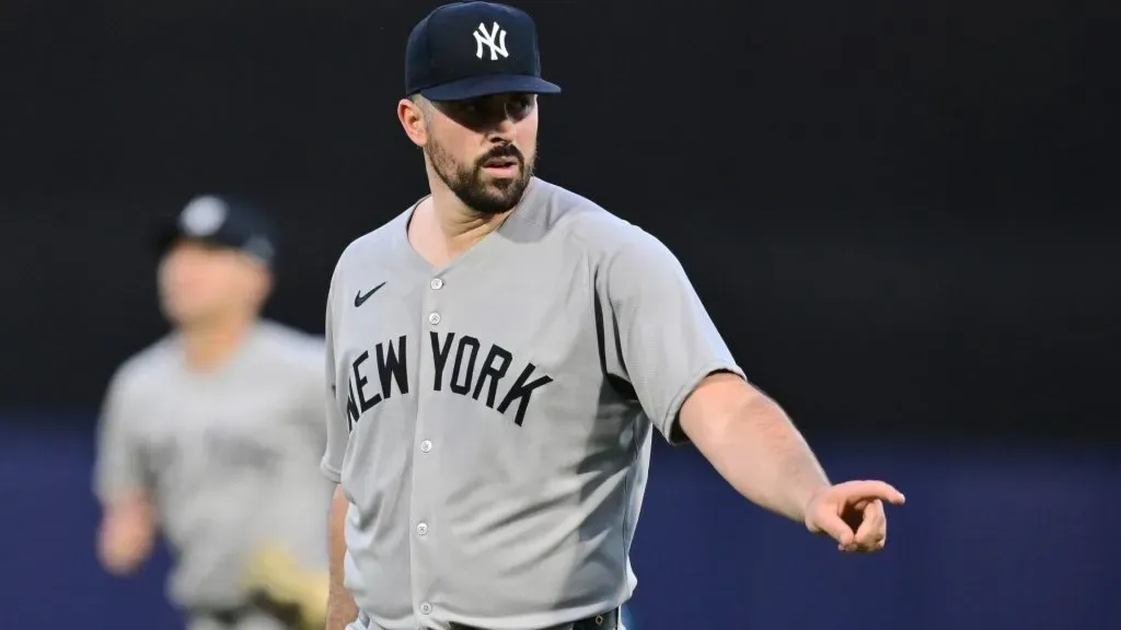 El lanzador veterano Carlos Rodón #55 de los Yankees de Nueva York. (Foto de Julio Aguilar/Getty Images)