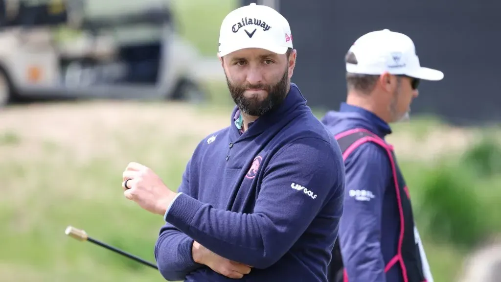 Jon Rahm from Legion XIII reacts after a putt on the first day of Liv Golf Korea on May 2nd in Jack Nicklaus GC Korea. (Source: Chung Sung-Jun/Getty Images)