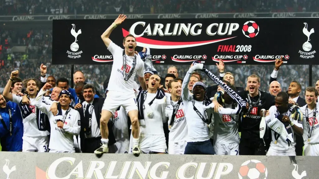 Celebración de Tottenham en la League Cup 2008