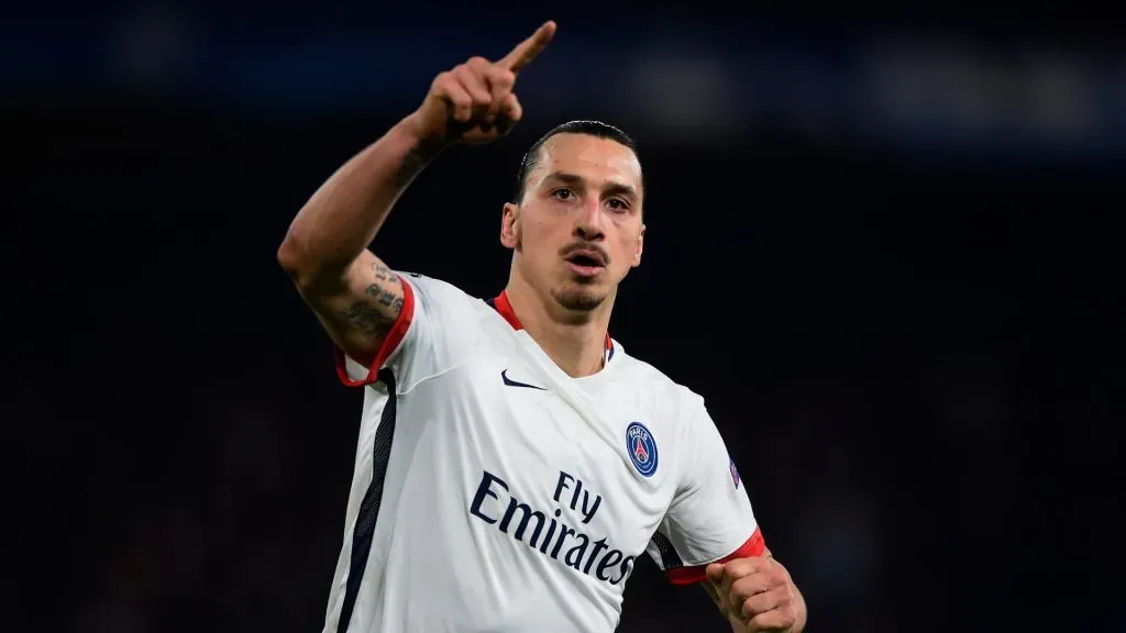 Zlatan Ibrahimovic of PSG celebrates after scoring his team’s second goal during the UEFA Champions League round of 16, second leg match on March 9, 2016. (Source: Mike Hewitt/Getty Images)
