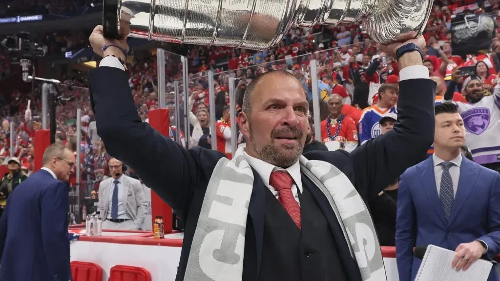 Bill Zito of the Florida Panthers celebrates with the Stanley Cup following a 2-1 victory over the Edmonton Oilers in Game Seven of the 2024 NHL Stanley Cup Final. (Source: Bruce Bennett/Getty Images)