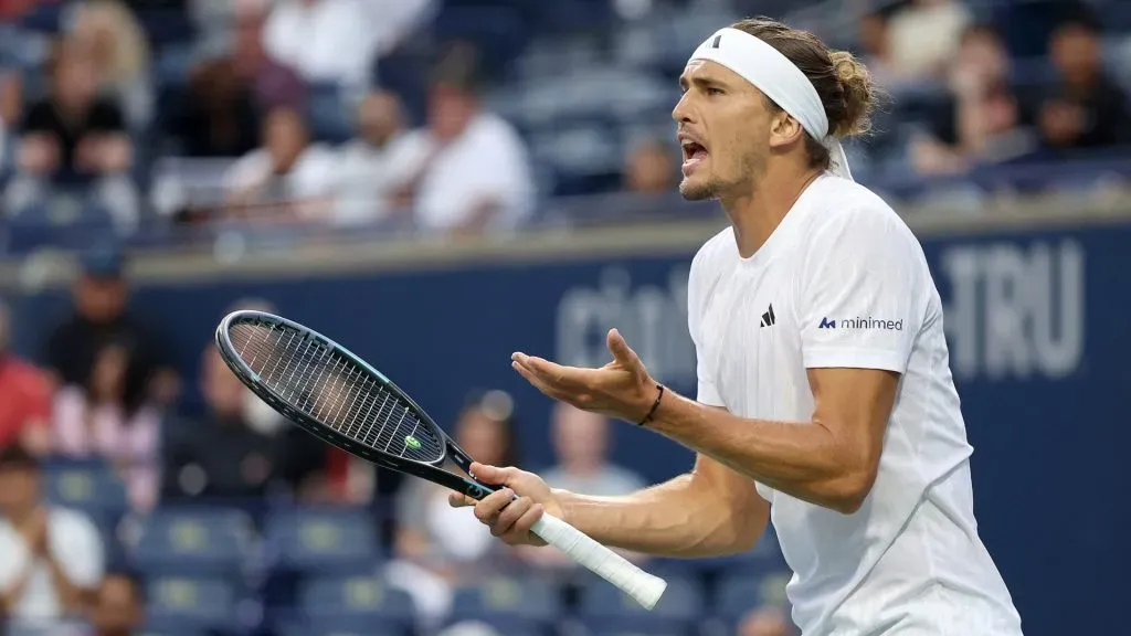 Alexander Zverev of Germany reacts while playing Matteo Arnaldi of Italy during the National Bank Open. (Matthew Stockman/Getty Images)