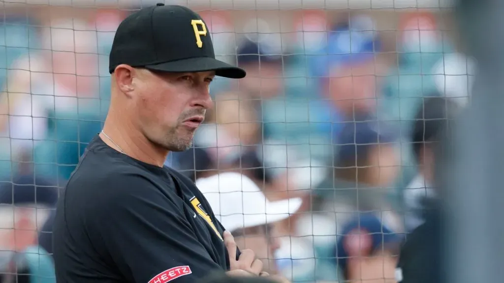 Manager Don Kelly #12 of the Pittsburgh Pirates watches their game against the Detroit Tigers during the fifth inning at Comerica Park on June 17, 2025 in Detroit, Michigan. (Photo by Duane Burleson/Getty Images)