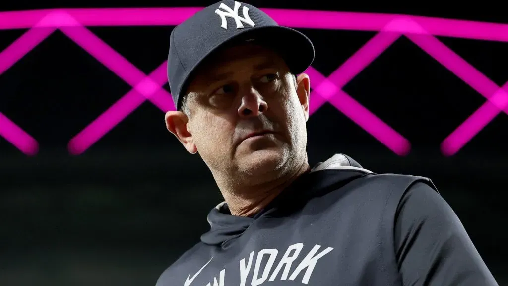 Aaron Boone looks on