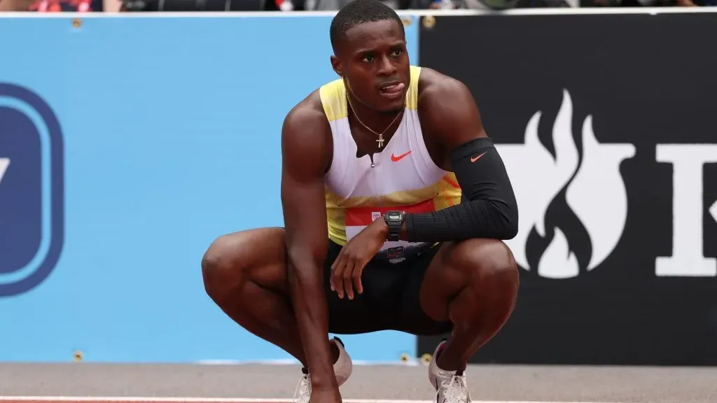 Christian Coleman looks on after the Xfinity Men’s 200m final during the 2025 USATF Outdoor Championships at Hayward Field on August 03, 2025 in Eugene, Oregon. (Photo by Patrick Smith/Getty Images)