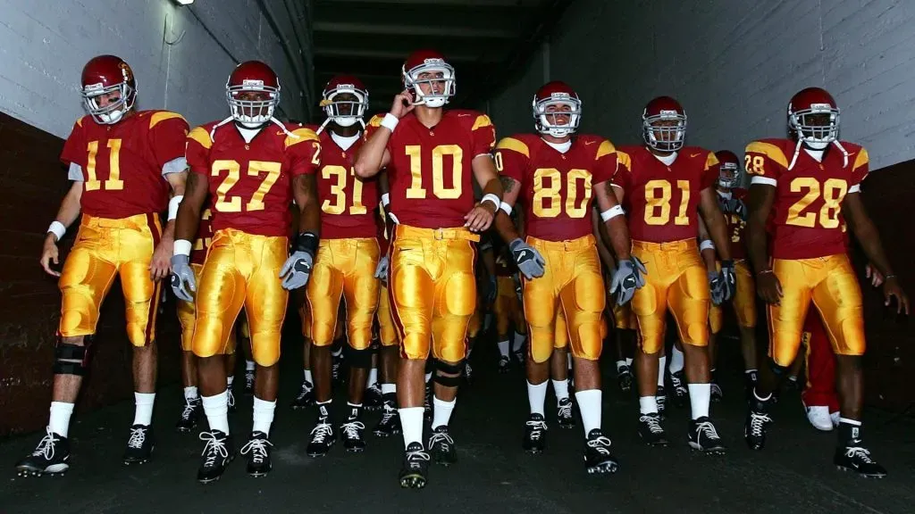 The USC Trojans enter the game against the Colorado State Rams in 2004. (Source: Donald Miralle/Getty Images)