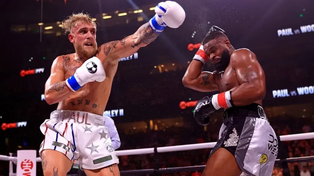 Jake Paul fights Tyron Woddley during a rematch of an eight-round cruiserweight bout. Mike Ehrmann/Getty Images)