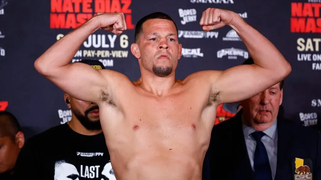 Nate Diaz during weigh-in ahead of Last Man Standing Nate Diaz v Jorge Masvidal. Ronald Martinez/Getty Images