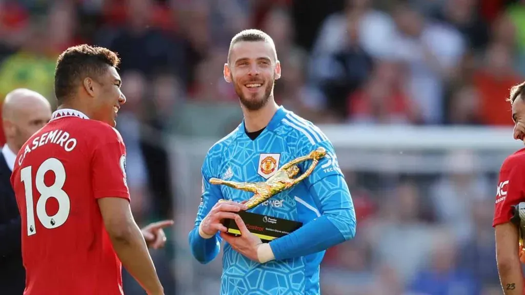 David De Gea con el premio Golden Glove de la Temporada 2022/23 de la Premier League (Photo by Matt McNulty/Getty Images)