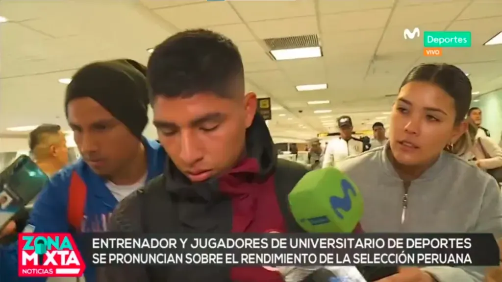 Piero Quispe en el aeropuerto. Foto: Captura Movistar Deportes.