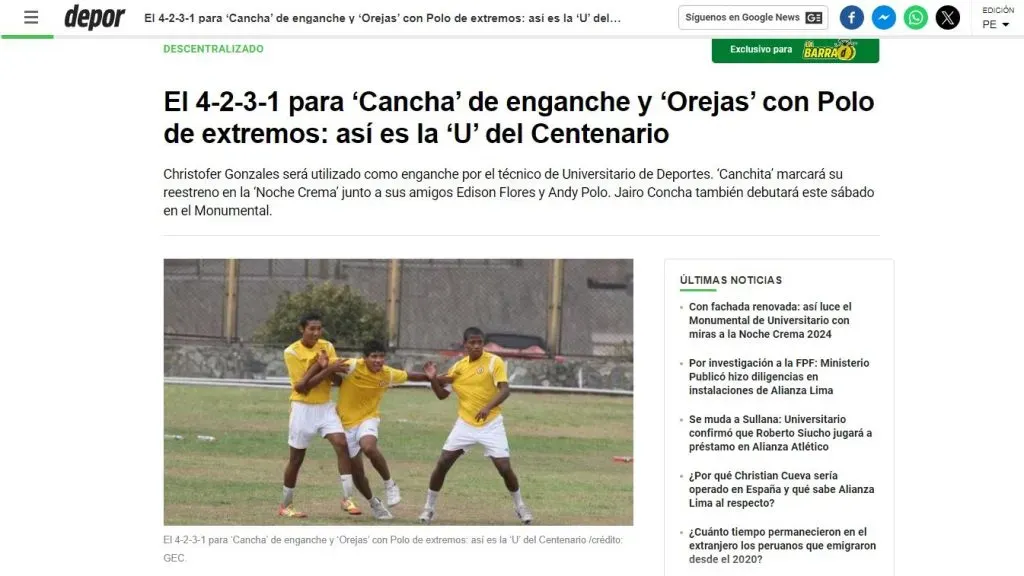 Información sobre Universitario y Canchita Gonzáles. (Foto: Diario Depor).