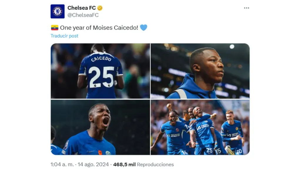 Moisés Caicedo cumplió 1 año jugando para el Chelsea. (Foto: @ChelseaFC)