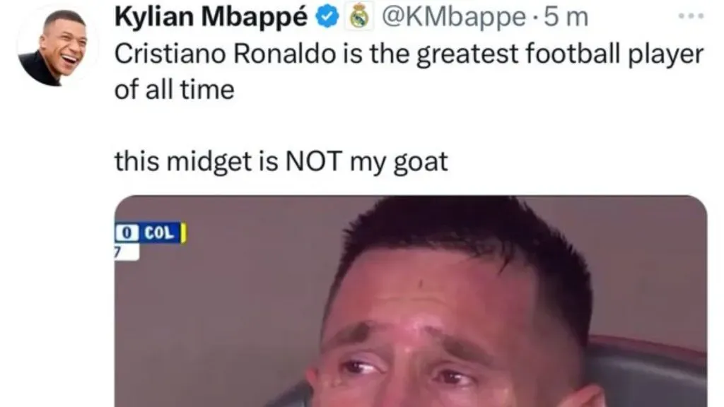 Algunos de los mensajes de la cuenta de Mbappé durante el hackeo: TW