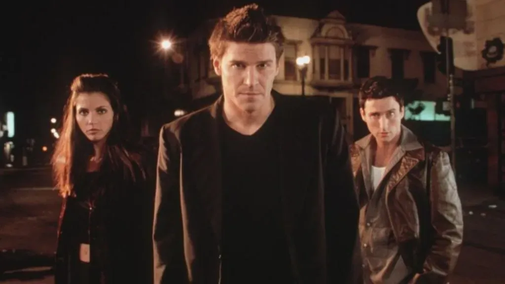 David Boreanaz, Charisma Carpenter and Glenn Quinn in Angel. (Source: IMDb)